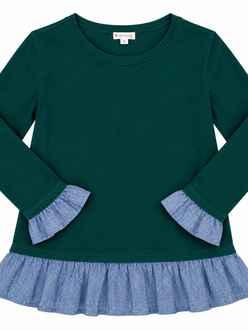 Crewcuts J.Crew Girls 12 Hunter Green Chambray Peplum Top